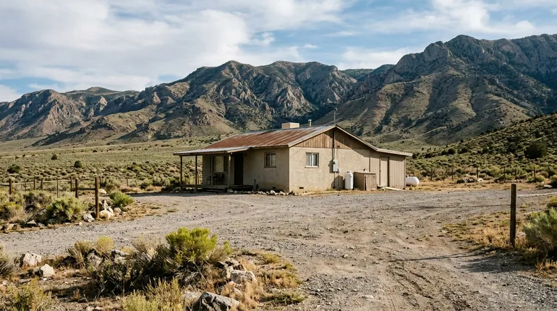 A single story home on a large gravel lot in the northwest valley with higher desert terrain rising behind it